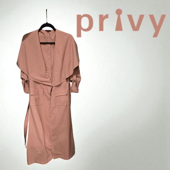 Privy Women's Mauve Long Over Coat Trench Duster - Picture 4 of 4